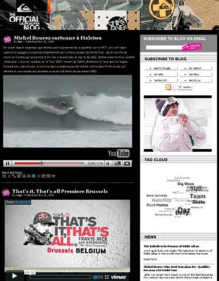Quiksilver, blogs
